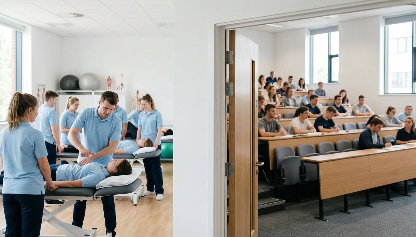 Praxisunterricht an der Schule und Hörsaal an der Hochschule nebeneinander